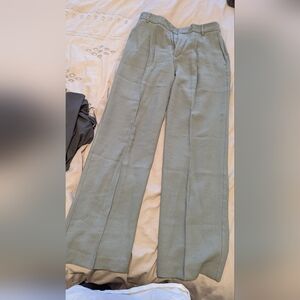 Mango Light Green Straight Pants.